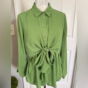 Alfani Green Tie-Front Blouse
